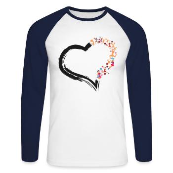 Cheer Cheerleading Heart - Unisex Long Sleeve Baseball T-Shirt - white/navy - Front - Nik (191cm)