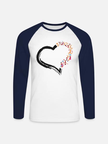 Cheer Cheerleading Heart - Unisex Long Sleeve Baseball T-Shirt - white/navy