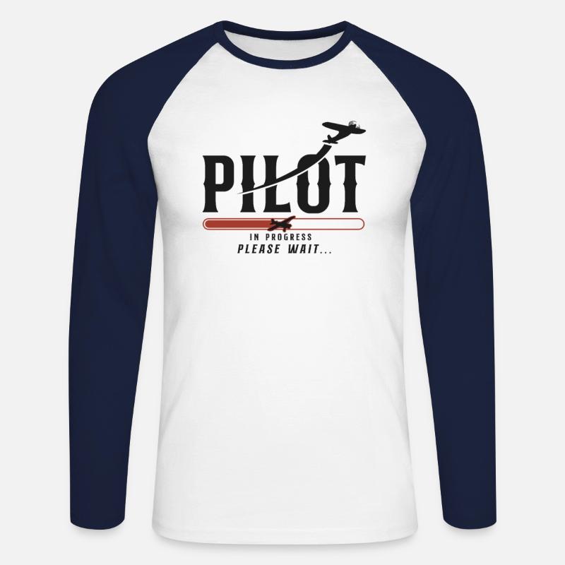 Airplane Pilot Future Pilot - Unisex Long Sleeve Baseball T-Shirt - white/navy
