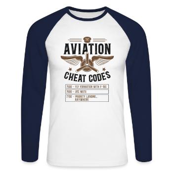 Airplane Pilot Vintage Aviation - Unisex Baseballshirt langarm - Weiß/Navy - Vorne - Nik (191cm)