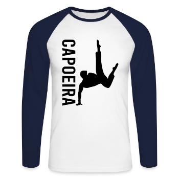 Capoeira Arts Martiaux - T-shirt baseball manches longues Homme - blanc/marine - Devant - Nik (191cm)