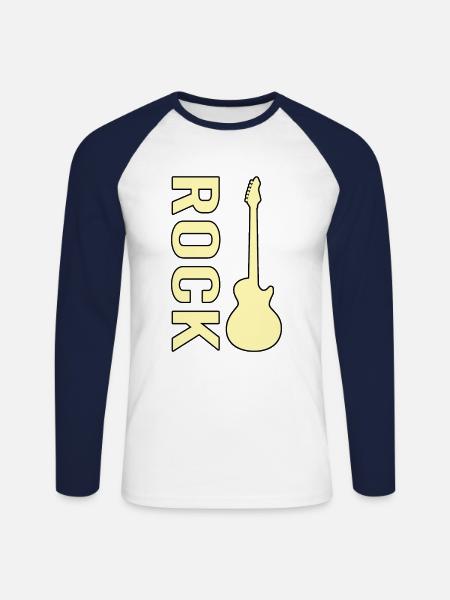 E Guitar Rock - Unisex Long Sleeve Baseball T-Shirt - white/navy