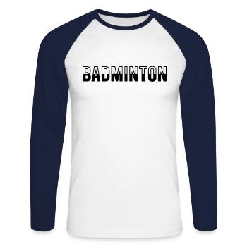 Badminton - Unisex Baseballshirt langarm - Weiß/Navy - Vorne - Nik (191cm)