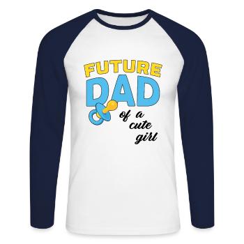 Future Dad Father's Day Dad To Be Daddy Family Chi - Unisex Baseballshirt langarm - Weiß/Navy - Vorne - Nik (191cm)