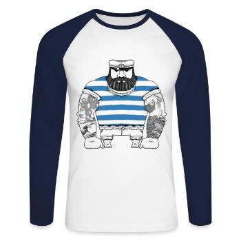 Tattooed Sailor Sailor Vintage Sailor - Unisex Long Sleeve Baseball T-Shirt - white/navy - Front - Nik (191cm)
