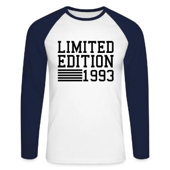 Édition limitée anniversaire 1993 - T-shirt baseball manches longues Homme - blanc/marine - Devant - Nik (191cm)