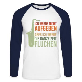 Musik Saxophon - Lustige Sprüche zur Motivation - Unisex Baseballshirt langarm - Weiß/Navy - Vorne - Nik (191cm)