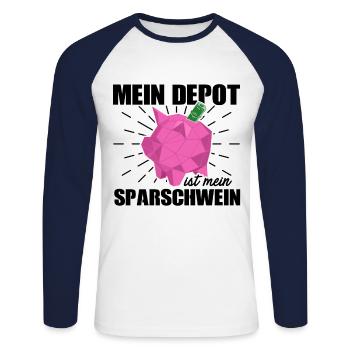 Mein Depot Ist Mein Sparschwein Aktionär Investier - Unisex Baseballshirt langarm - Weiß/Navy - Vorne - Nik (191cm)