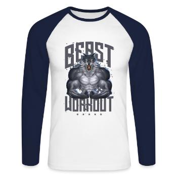 Entraînement Wolf Beast - T-shirt baseball manches longues Homme - blanc/marine - Devant - Nik (191cm)