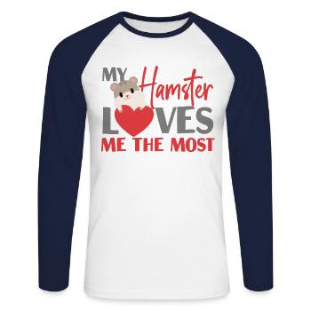 Cute Hamster My Hamster Loves Me - Unisex Long Sleeve Baseball T-Shirt - white/navy - Front - Nik (191cm)