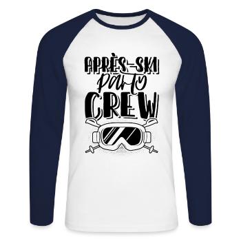 Apres Ski Crew - Unisex Baseballshirt langarm - Weiß/Navy - Vorne - Nik (191cm)