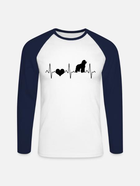 Poodle Heartbeat - Unisex Long Sleeve Baseball T-Shirt - white/navy