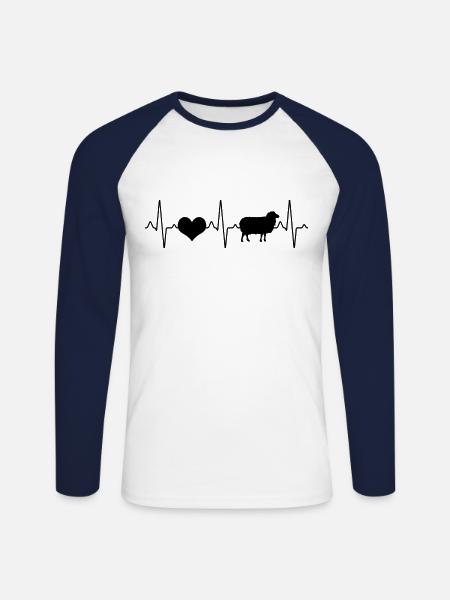 Schaf Herzschlag - Unisex Baseballshirt langarm - Weiß/Navy