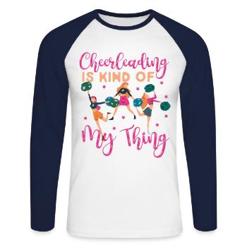 Cheer Cheerleading Cheerleading Is - Unisex Long Sleeve Baseball T-Shirt - white/navy - Front - Nik (191cm)