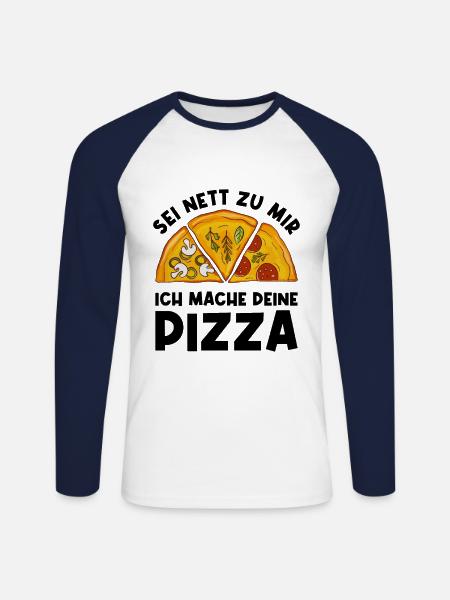 Sei Nett Zu Mir Ich Mache Deine Pizza Pizzabäcker - Unisex Baseballshirt langarm - Weiß/Navy