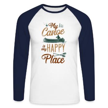 Canoe Canoeing Vintage My Canoe Is - Unisex Long Sleeve Baseball T-Shirt - white/navy - Front - Nik (191cm)
