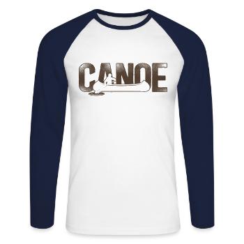 Canoe Canoeing Vintage Canoe - Unisex Long Sleeve Baseball T-Shirt - white/navy - Front - Nik (191cm)