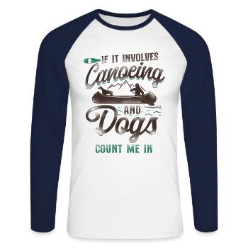 Canoe Canoeing Dog Vintage If It - Unisex Baseballshirt langarm - Weiß/Navy - Vorne - Nik (191cm)