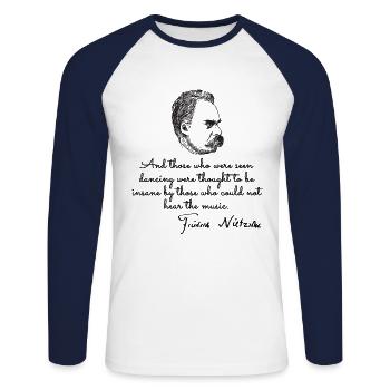 Quotes about nietzsche - Unisex Long Sleeve Baseball T-Shirt - white/navy - Front - Nik (191cm)