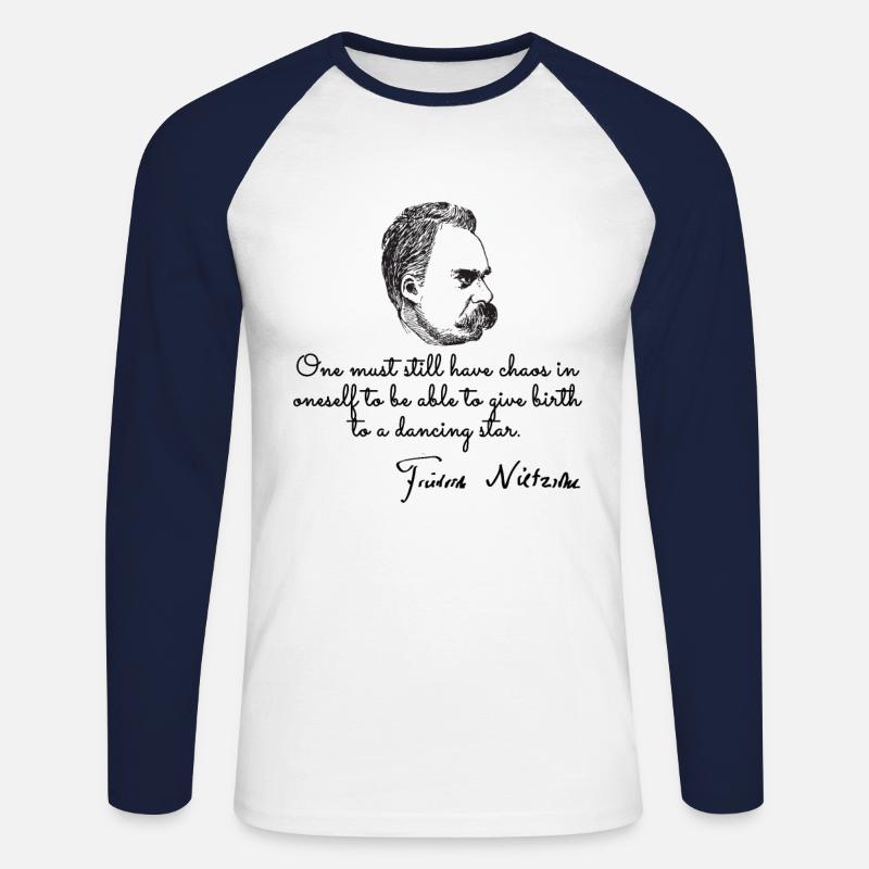 Philosopher nietzsche - Unisex Baseballshirt langarm - Weiß/Navy