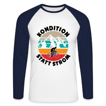 Kondition Statt Strom Rennradfahrer Radsport Fahrr - Unisex Baseballshirt langarm - Weiß/Navy - Vorne - Nik (191cm)