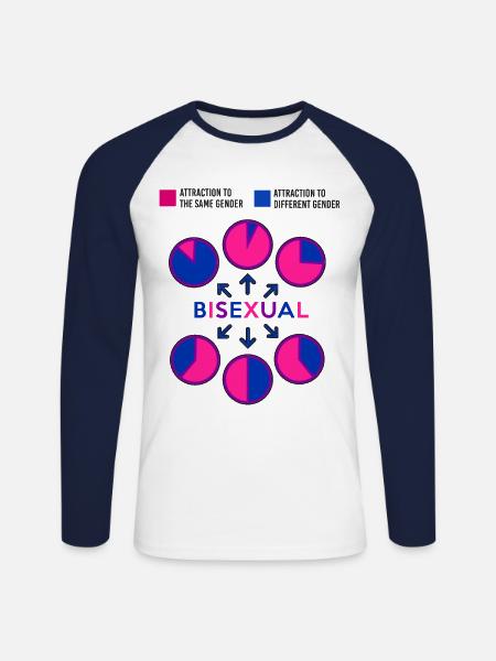 Biseksuel Bi Pride Flag Cirkeldiagram - Langærmet herre-baseballshirt - hvid/marineblå