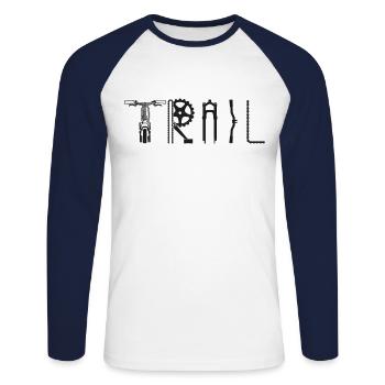 Enduro VTT VTT Équitation - T-shirt baseball manches longues Homme - blanc/marine - Devant - Nik (191cm)