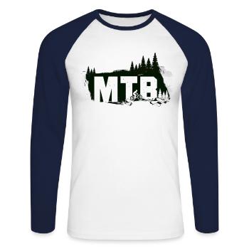 Enduro VTT VTT Équitation - T-shirt baseball manches longues Homme - blanc/marine - Devant - Nik (191cm)