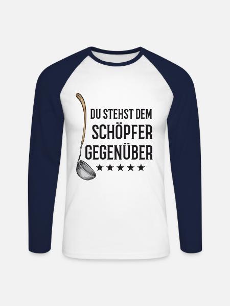 Lustiger Koch Spruch Köche Chefkoch Hobbykoch - Unisex Baseballshirt langarm - Weiß/Navy