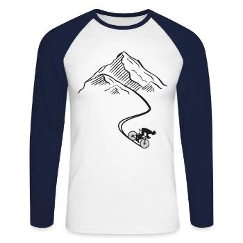 Enduro VTT VTT Équitation - T-shirt baseball manches longues Homme - blanc/marine - Devant - Nik (191cm)