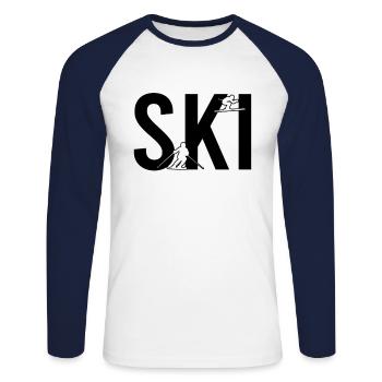 Ski - T-shirt baseball manches longues Homme - blanc/marine - Devant - Nik (191cm)