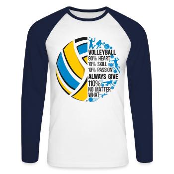 Joueur de volleyball Équipe Vintage - T-shirt baseball manches longues Homme - blanc/marine - Devant - Nik (191cm)