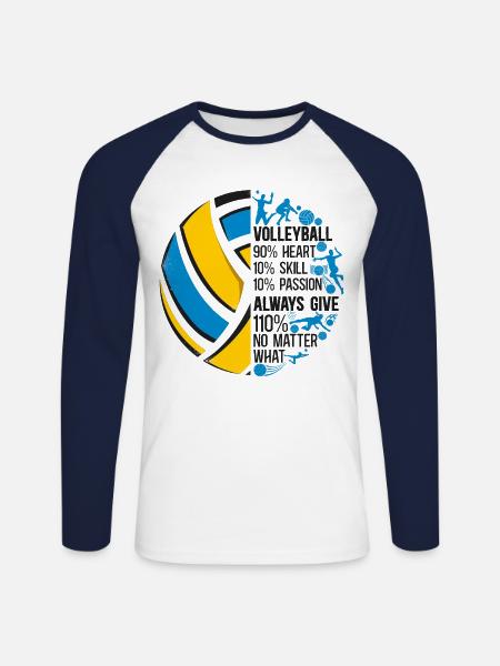 Volleyball Player Team Vintage - Unisex Long Sleeve Baseball T-Shirt - white/navy