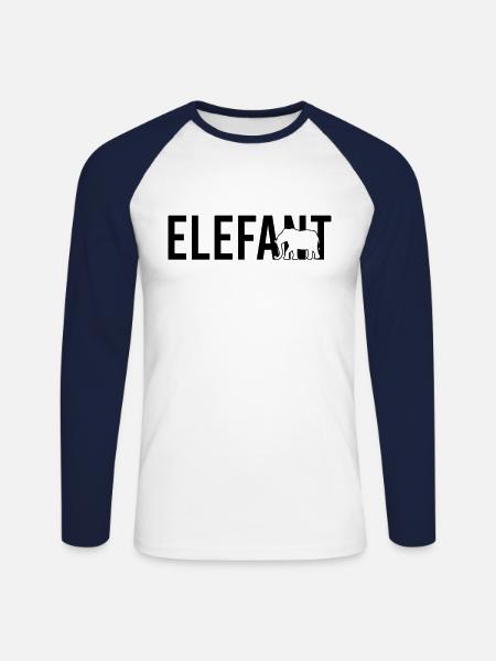 Elefant - Unisex Baseballshirt langarm - Weiß/Navy