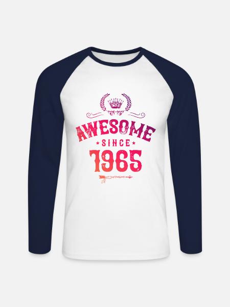 1965 awesome since - Unisex Baseballshirt langarm - Weiß/Navy