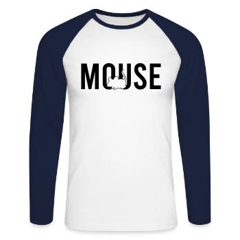 Maus mouse - Unisex Baseballshirt langarm - Weiß/Navy - Vorne - Nik (191cm)