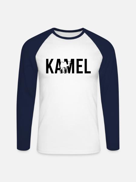 Kamel - Unisex Baseballshirt langarm - Weiß/Navy