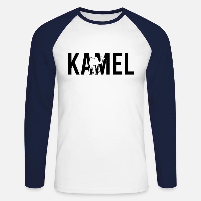 Kamel - Unisex Baseballshirt langarm - Weiß/Navy