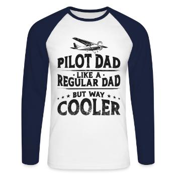 Airplane Pilot Dad Father Vintage - Unisex Long Sleeve Baseball T-Shirt - white/navy - Front - Nik (191cm)