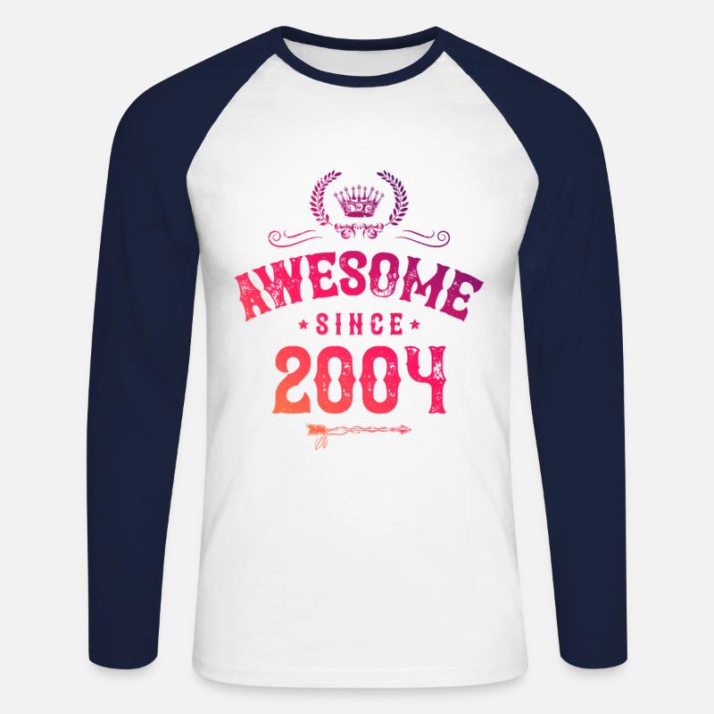 2004 awesome since - Unisex Baseballshirt langarm - Weiß/Navy