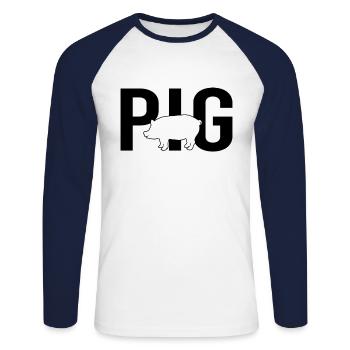 Pig pig - Unisex Long Sleeve Baseball T-Shirt - white/navy - Front - Nik (191cm)