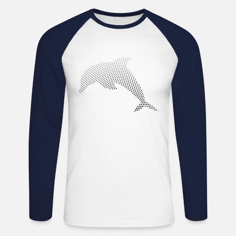 Delfin - Unisex Baseballshirt langarm - Weiß/Navy