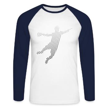 Joueur de handball handball - T-shirt baseball manches longues Homme - blanc/marine - Devant - Nik (191cm)