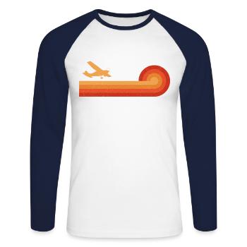 Airplane Pilot Vintage Retro - Unisex Long Sleeve Baseball T-Shirt - white/navy - Front - Nik (191cm)