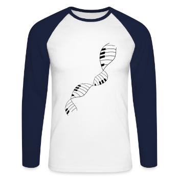 Piano Piano Keys DNA Piano Musicien Design - T-shirt baseball manches longues Homme - blanc/marine - Devant - Nik (191cm)