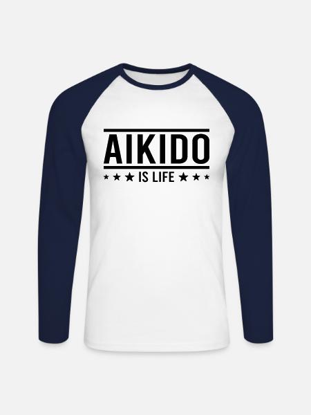 Aikido Saying - Unisex Long Sleeve Baseball T-Shirt - white/navy