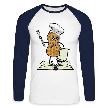 Erdnuss Koch Hobbykoch Kochkunst Genuss - Unisex Baseballshirt langarm - Weiß/Navy - Vorne - Nik (191cm)