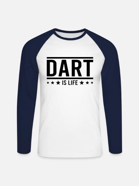 Dart darting saying - Unisex Long Sleeve Baseball T-Shirt - white/navy