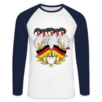 Germany Soldiers Chickens Warrior Veteran Helmet - Unisex Long Sleeve Baseball T-Shirt - white/navy - Front - Nik (191cm)