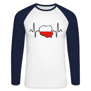 Polen poland Herzschlag - Unisex Baseballshirt langarm - Weiß/Navy - Vorne - Nik (191cm)